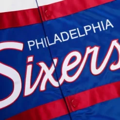 Mitchell & Ness Jackets & Outerwear-Special Script Heavyweight Satin Jacket Philadelphia 76Ers