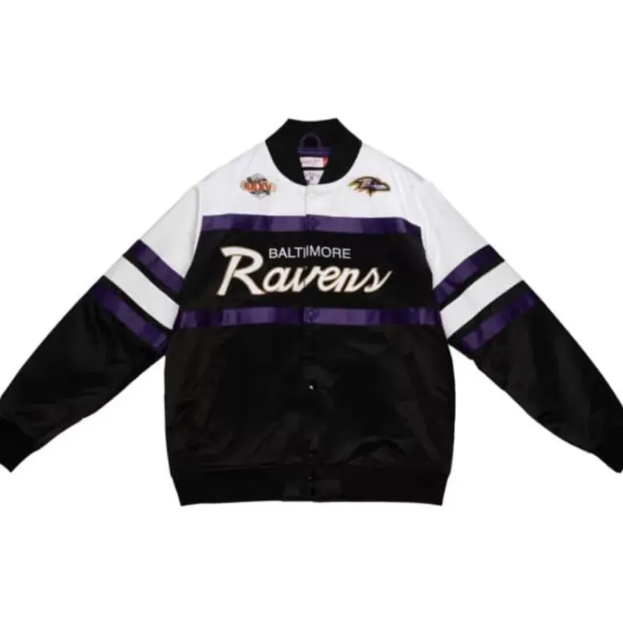 Mitchell & Ness Jackets & Outerwear-Special Script Heavyweight Satin Jacket Baltimore Ravens