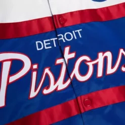 Mitchell & Ness Jackets & Outerwear-Special Script Heavyweight Satin Jacket Detroit Pistons