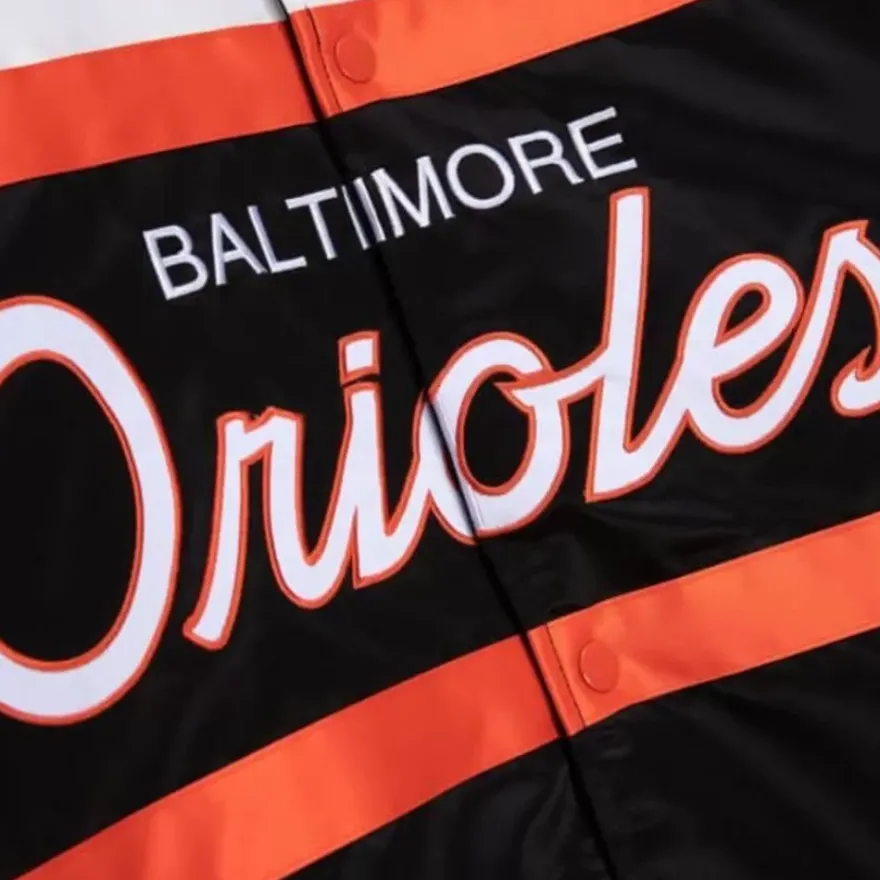 Mitchell & Ness Jackets & Outerwear-Special Script Heavyweight Satin Jacket Baltimore Orioles
