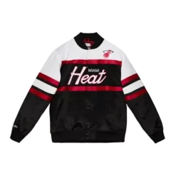 Mitchell & Ness Jackets & Outerwear-Special Script Heavyweight Satin Jacket Miami Heat