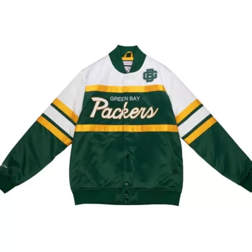 Mitchell & Ness Jackets & Outerwear-Special Script Heavyweight Satin Jacket Green Bay Packers