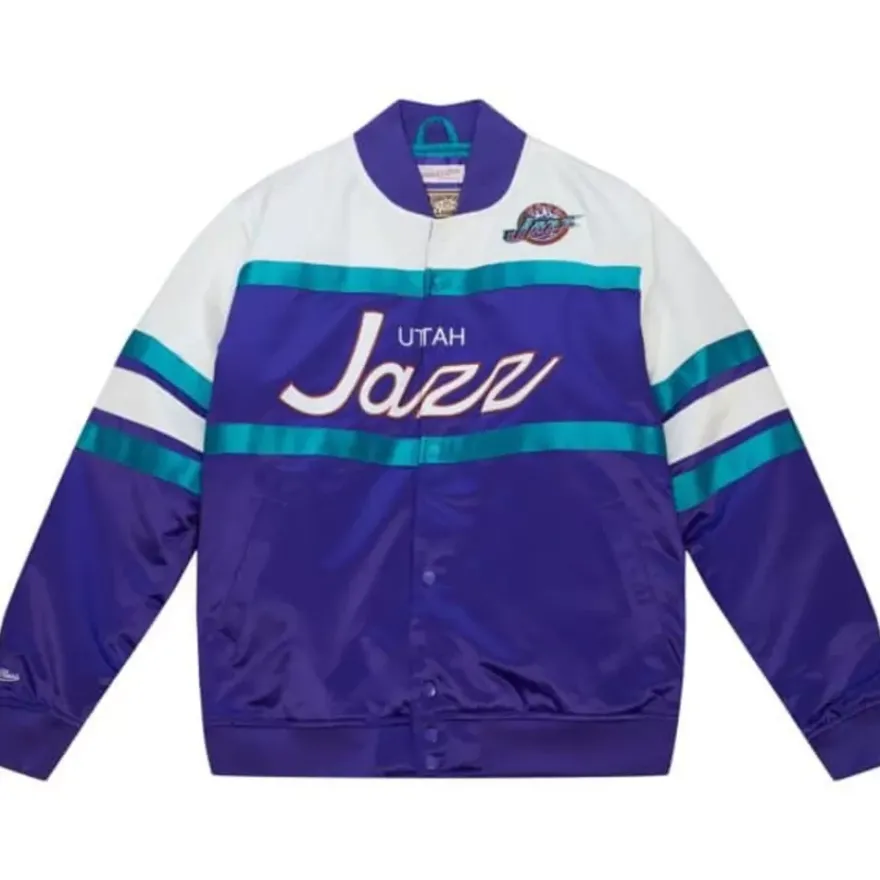 Mitchell & Ness Jackets & Outerwear-Special Script Heavyweight Satin Jacket Utah Jazz