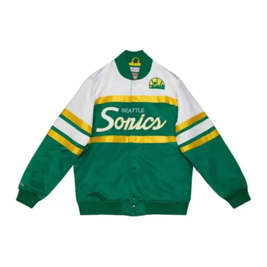 Mitchell & Ness Jackets & Outerwear-Special Script Heavyweight Satin Jacket Seattle Supersonics