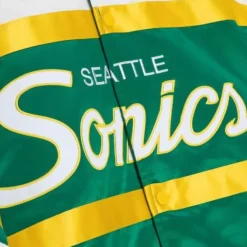 Mitchell & Ness Jackets & Outerwear-Special Script Heavyweight Satin Jacket Seattle Supersonics