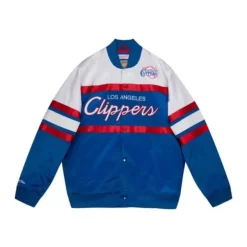 Mitchell & Ness Jackets & Outerwear-Special Script Heavyweight Satin Jacket Los Angeles Clippers