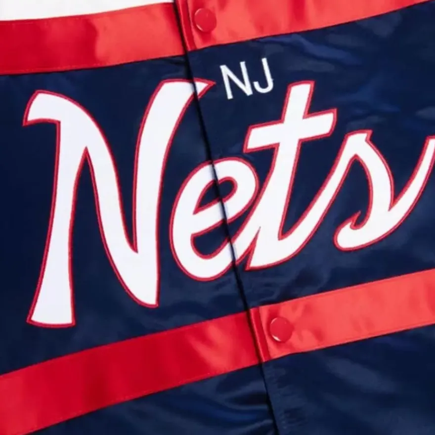 Mitchell & Ness Jackets & Outerwear-Special Script Heavyweight Satin Jacket New Jersey Nets