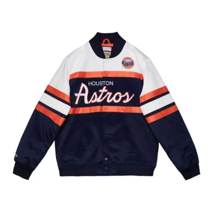 Mitchell & Ness Jackets & Outerwear-Special Script Heavyweight Satin Jacket Houston Astros