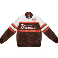 Mitchell & Ness Jackets & Outerwear-Special Script Heavyweight Satin Jacket Cleveland Browns