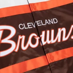 Mitchell & Ness Jackets & Outerwear-Special Script Heavyweight Satin Jacket Cleveland Browns