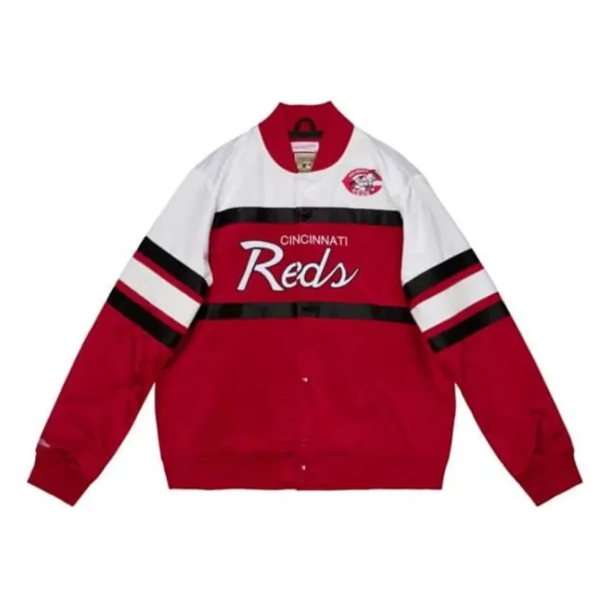 Mitchell & Ness Jackets & Outerwear-Special Script Heavyweight Satin Jacket Cincinnati Reds
