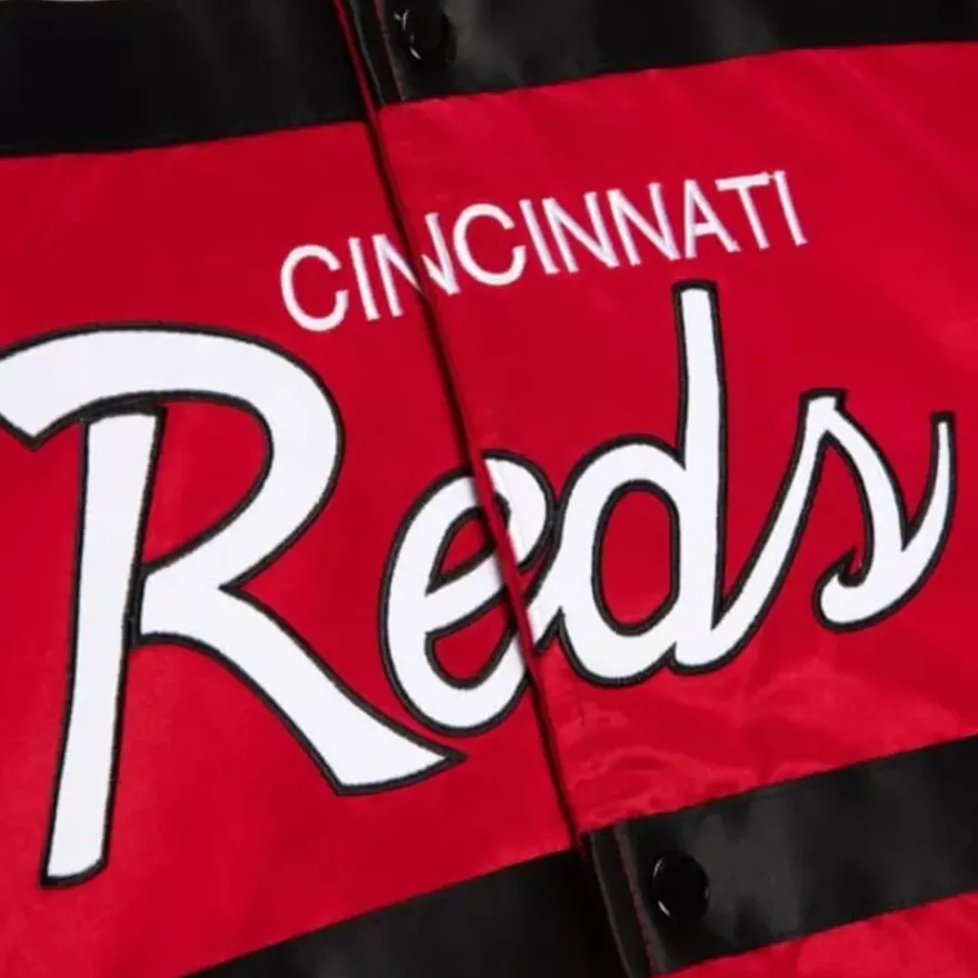 Mitchell & Ness Jackets & Outerwear-Special Script Heavyweight Satin Jacket Cincinnati Reds