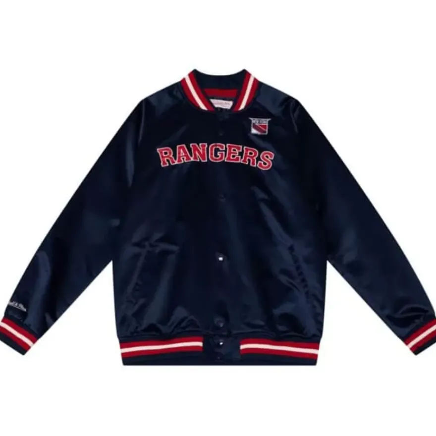 Mitchell & Ness Jackets & Outerwear-Special Script Light Weight Satin Jacket New York Rangers