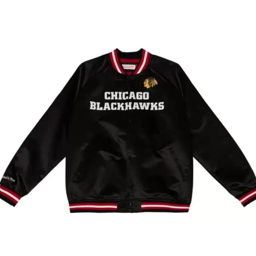 Mitchell & Ness Jackets & Outerwear-Special Script Light Weight Satin Jacket Chicago Blackhawks