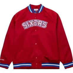 Mitchell & Ness Jackets & Outerwear-Special Script Lightweight Satin Jacket Philadelphia 76Ers