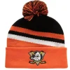 Mitchell & Ness Knit-Stripe Pom Knit Anaheim Ducks