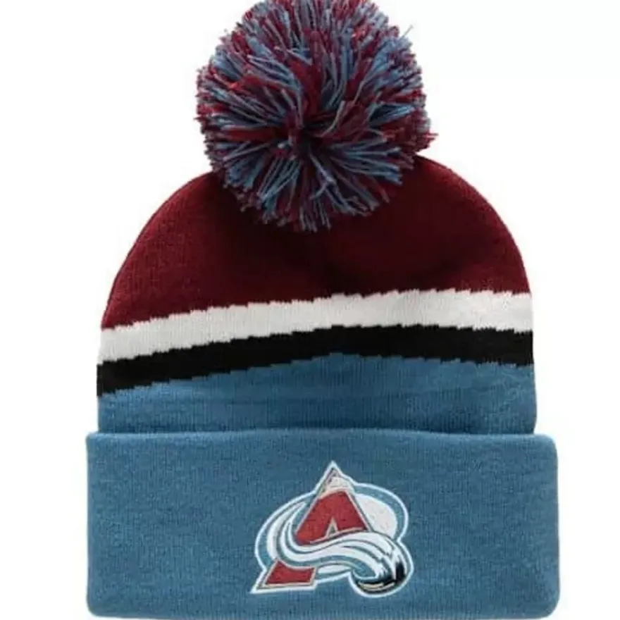 Mitchell & Ness Knit-Stripe Pom Knit Colorado Avalanche