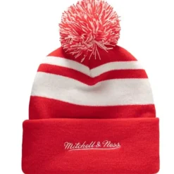 Mitchell & Ness Knit-Stripe Pom Knit Detroit Red Wings