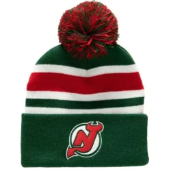 Mitchell & Ness Knit-Stripe Pom Knit New Jersey Devils