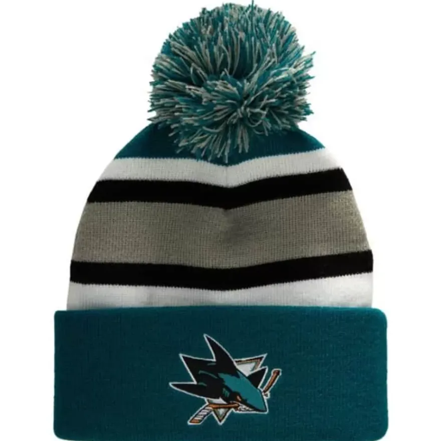 Mitchell & Ness Knit-Stripe Pom Knit San Jose Sharks