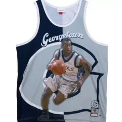 Mitchell & Ness T-Shirts & Tops-Sublimated Player Tank Georgetown University Allen Iverson
