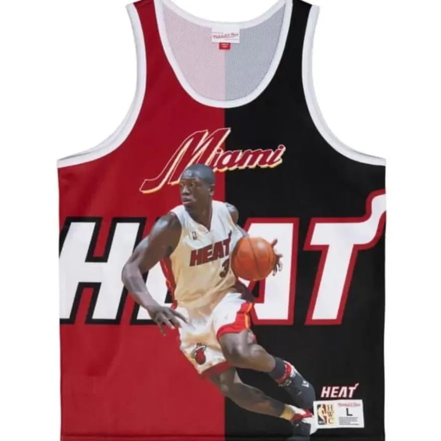 Mitchell & Ness T-Shirts & Tops-Sublimated Player Tank Miami Heat Dwyane Wade
