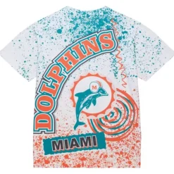 Mitchell & Ness T-Shirts & Tops-Team Burst Sublimated S/S Tee Miami Dolphins