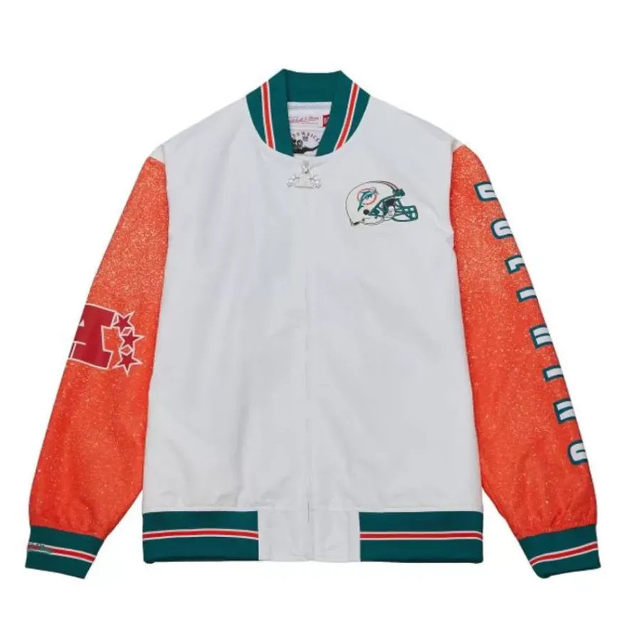 Mitchell & Ness Jackets & Outerwear-Team Burst Warm Up Jacket Miami Dolphins