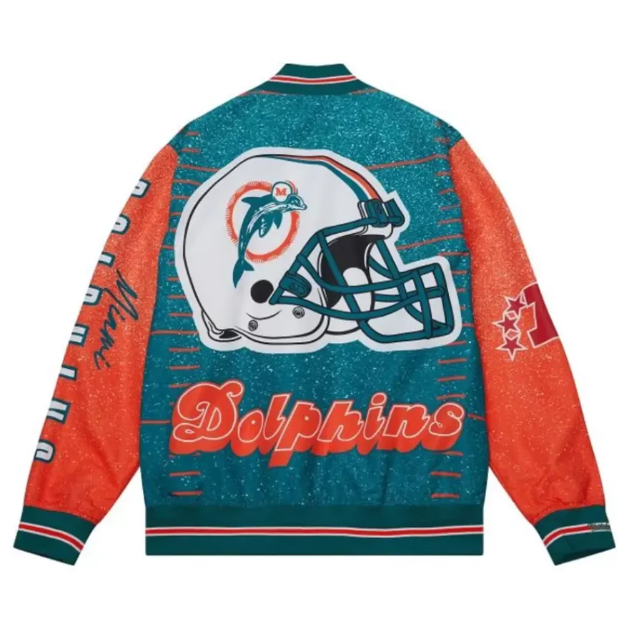 Mitchell & Ness Jackets & Outerwear-Team Burst Warm Up Jacket Miami Dolphins