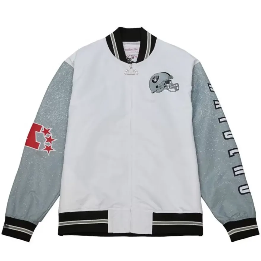 Mitchell & Ness Jackets & Outerwear-Team Burst Warm Up Jacket Los Angeles Raiders