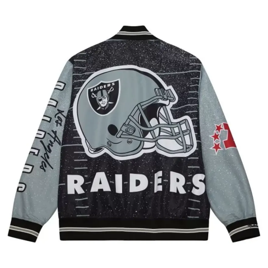 Mitchell & Ness Jackets & Outerwear-Team Burst Warm Up Jacket Los Angeles Raiders