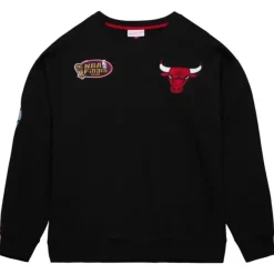 Mitchell & Ness Hoodies & Sweatshirts-Team First Satin Fleece Crew Chicago Bulls