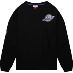 Mitchell & Ness Hoodies & Sweatshirts-Team First Satin Fleece Crew Utah Jazz
