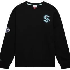 Mitchell & Ness Hoodies & Sweatshirts-Team First Satin Fleece Crew Current Logo Seattle Kraken