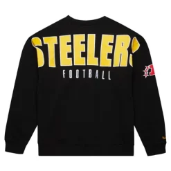 Mitchell & Ness Hoodies & Sweatshirts-Team First Satin Fleece Crew Pittsburgh Steelers