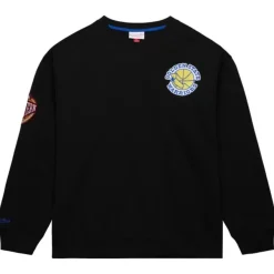 Mitchell & Ness Hoodies & Sweatshirts-Team First Satin Fleece Crew Golden State Warriors