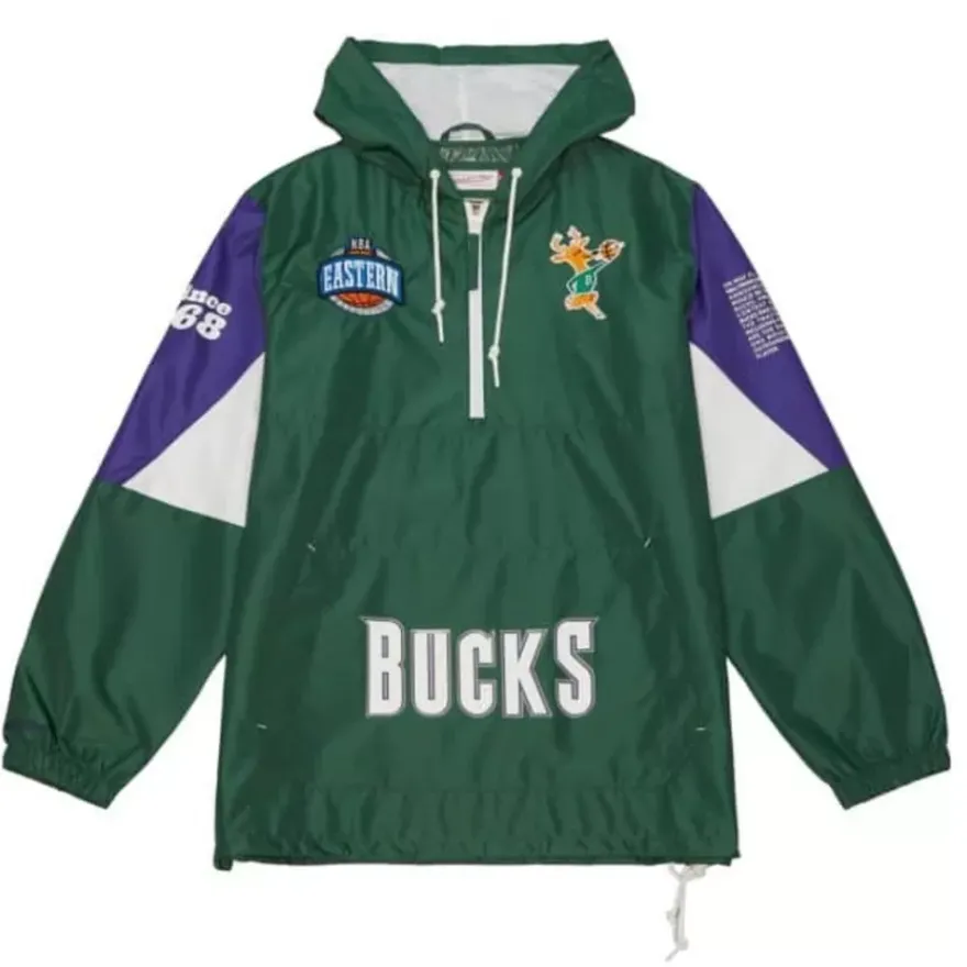 Mitchell & Ness Jackets & Outerwear-Team Origins Pullover Anorak Milwaukee Bucks