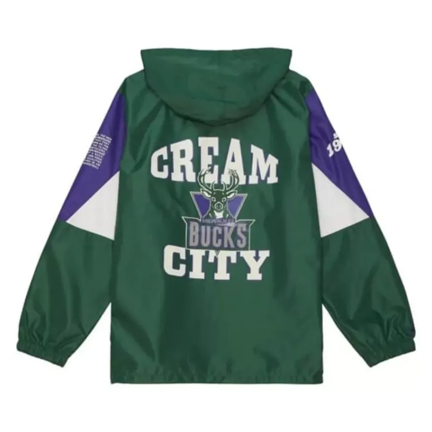 Mitchell & Ness Jackets & Outerwear-Team Origins Pullover Anorak Milwaukee Bucks