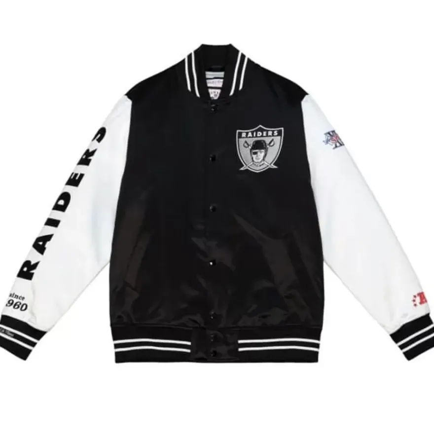 Mitchell & Ness Jackets & Outerwear-Team Origins Varsity Satin Jacket Oakland Raiders