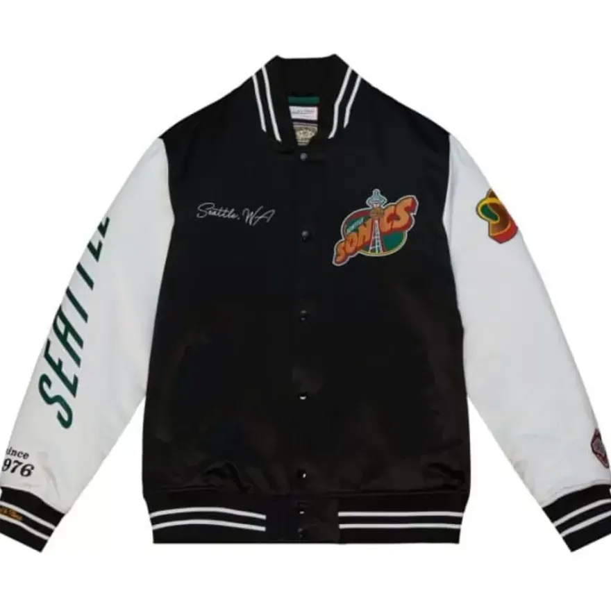 Mitchell & Ness Jackets & Outerwear-Team Origins Varsity Satin Jacket Seattle Supersonics