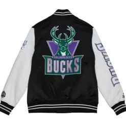Mitchell & Ness Jackets & Outerwear-Team Origins Varsity Satin Jacket Milwaukee Bucks