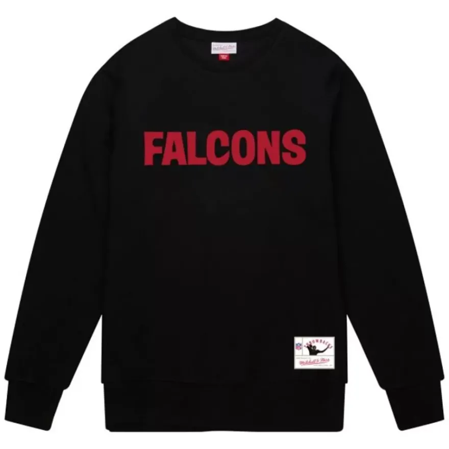 Mitchell & Ness Hoodies & Sweatshirts-Team Wordmark 1 Crew Atlanta Falcons