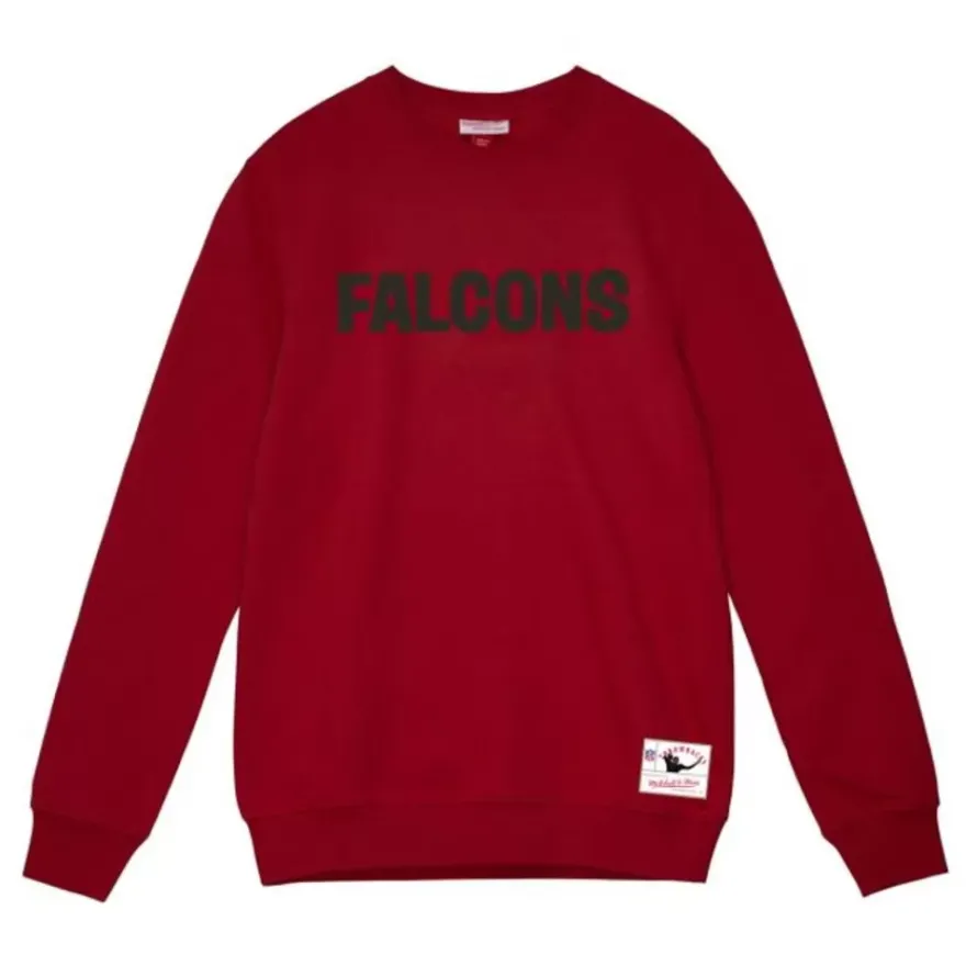 Mitchell & Ness Hoodies & Sweatshirts-Team Wordmark 1 Crew Atlanta Falcons