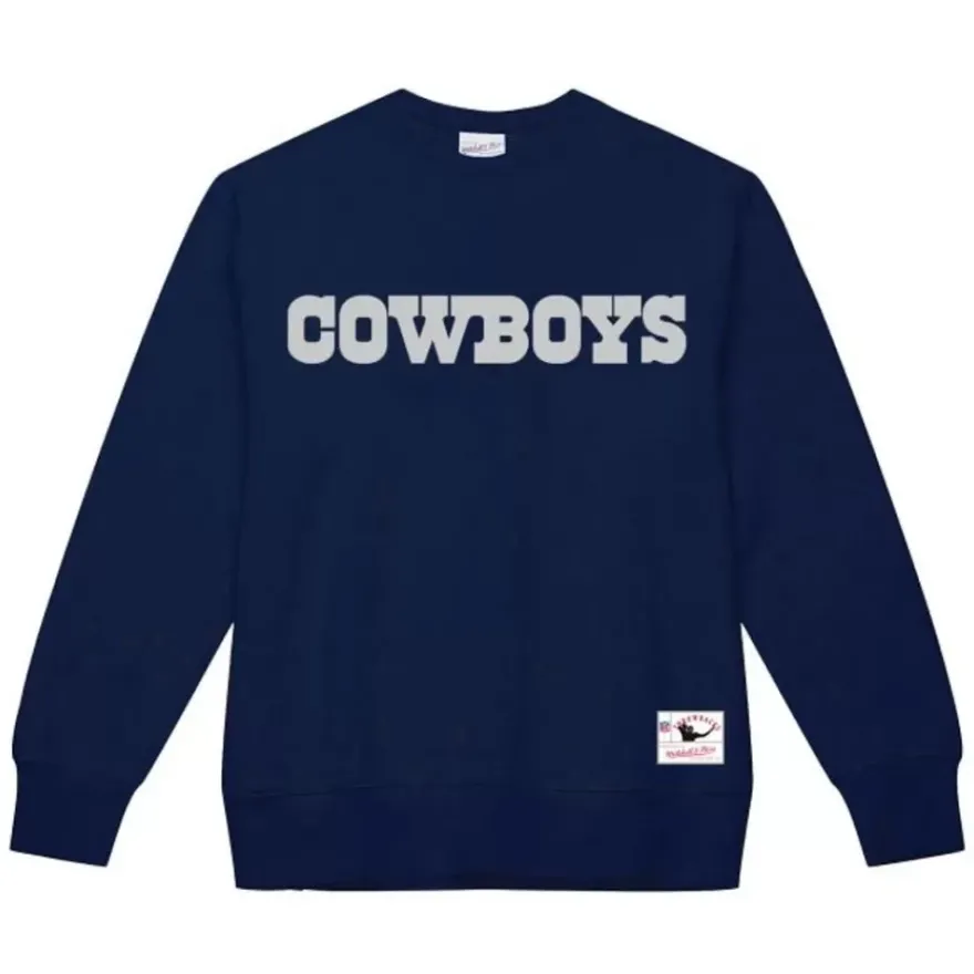 Mitchell & Ness Hoodies & Sweatshirts-Team Wordmark 1 Crew Dallas Cowboys