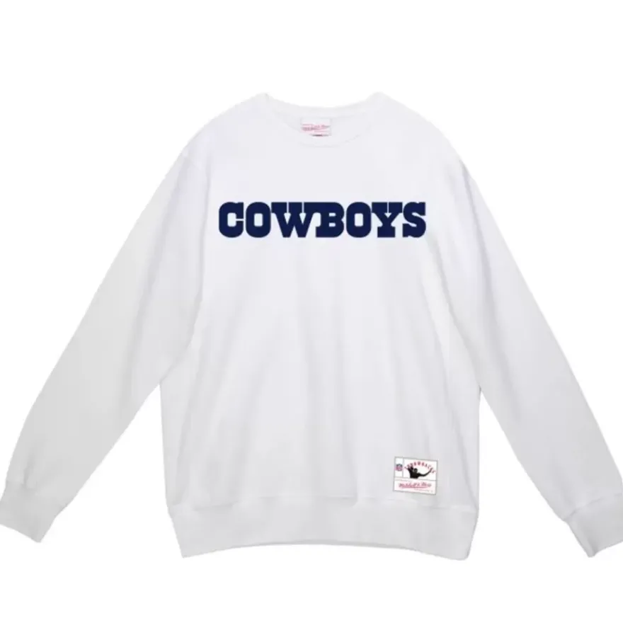 Mitchell & Ness Hoodies & Sweatshirts-Team Wordmark 1 Crew Dallas Cowboys
