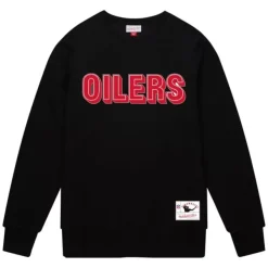 Mitchell & Ness Hoodies & Sweatshirts-Team Wordmark 1 Crew Houston Oilers