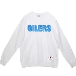 Mitchell & Ness Hoodies & Sweatshirts-Team Wordmark 1 Crew Houston Oilers