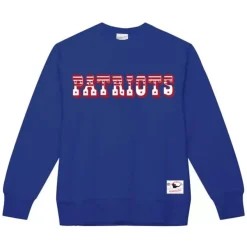 Mitchell & Ness Hoodies & Sweatshirts-Team Wordmark 1 Crew New England Patriots