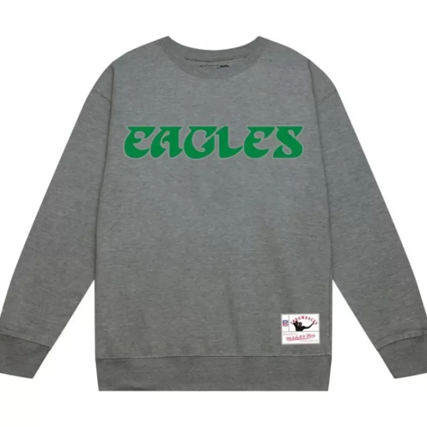 Mitchell & Ness Hoodies & Sweatshirts-Team Wordmark 1 Crew Philadelphia Eagles