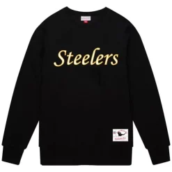 Mitchell & Ness Hoodies & Sweatshirts-Team Wordmark 1 Crew Pittsburgh Steelers